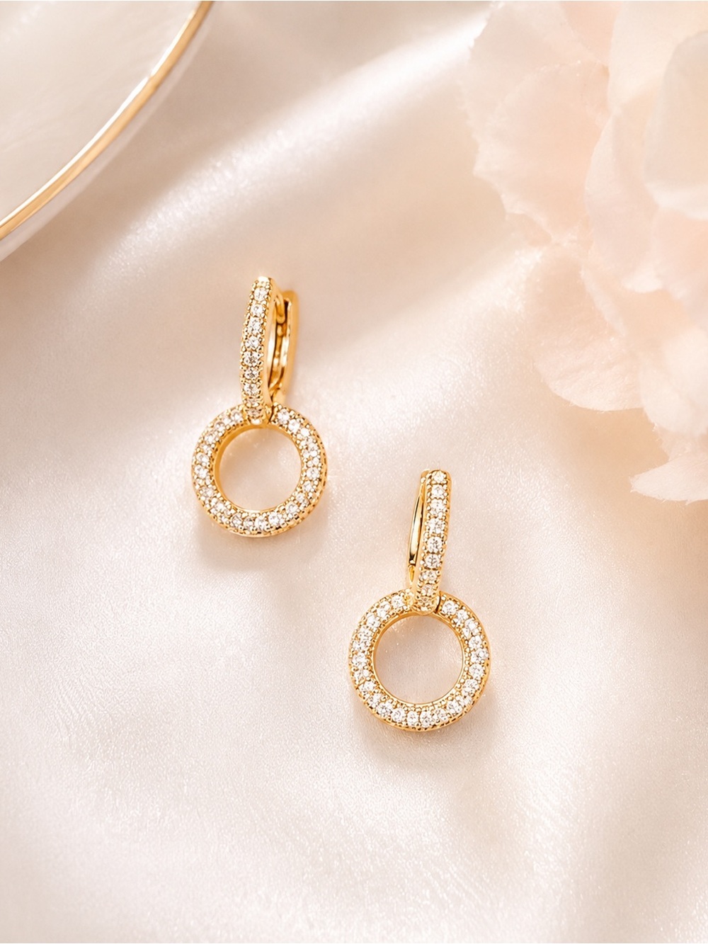 18K Gold Plated CZ Drop Earrings